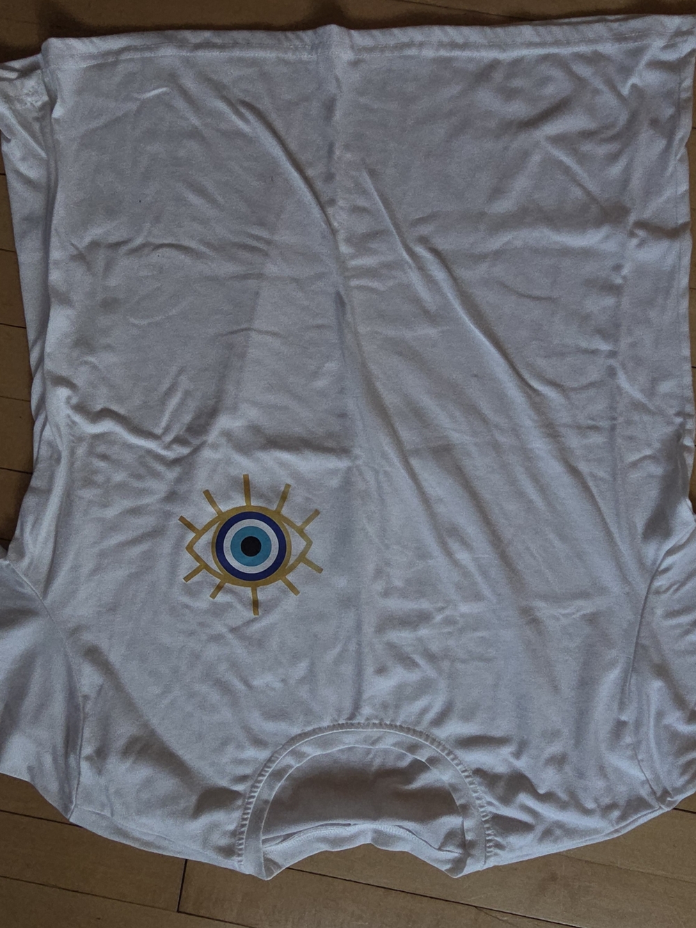 White Short Sleeve Tee with Blue Eye Graphic